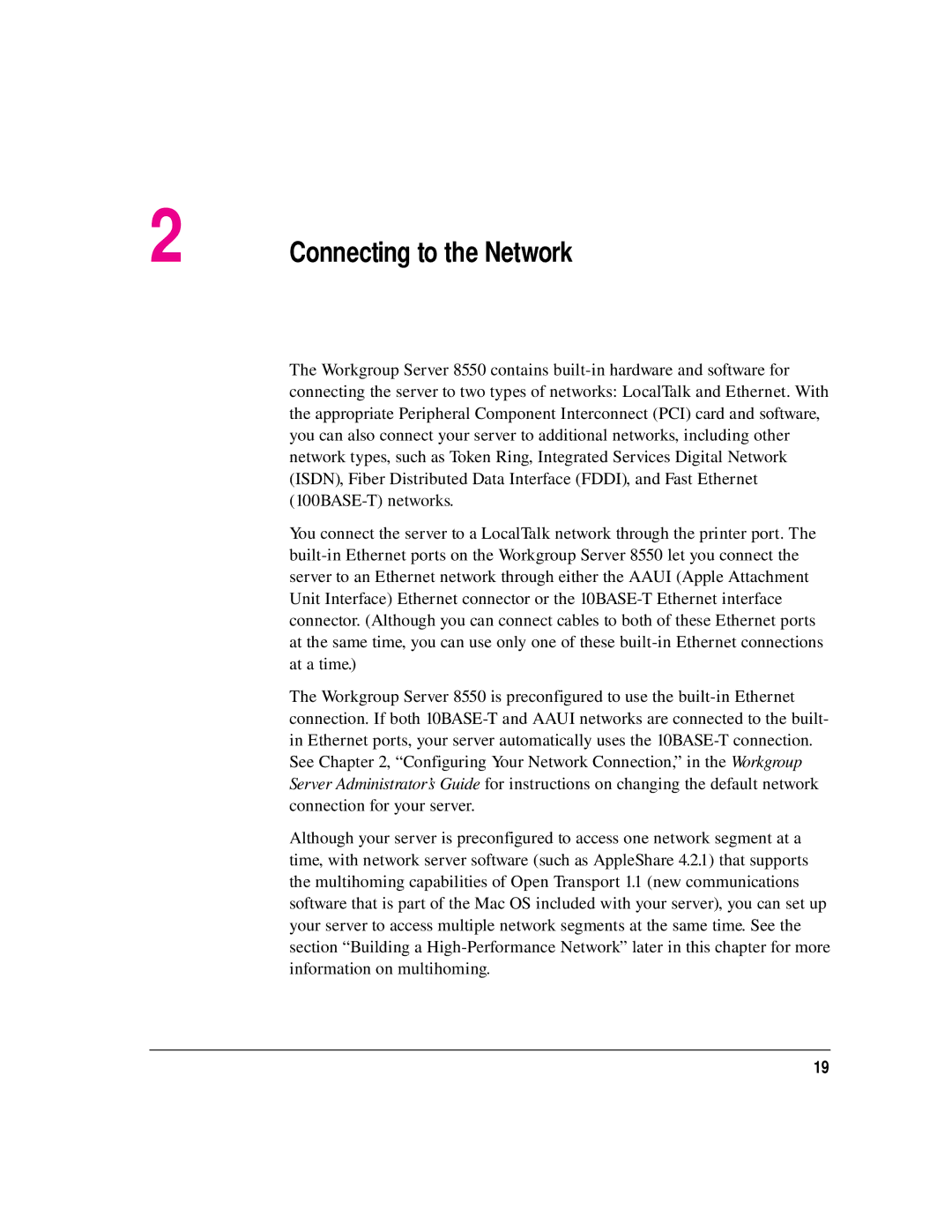 Apple 8550 technical specifications Connecting to the Network 