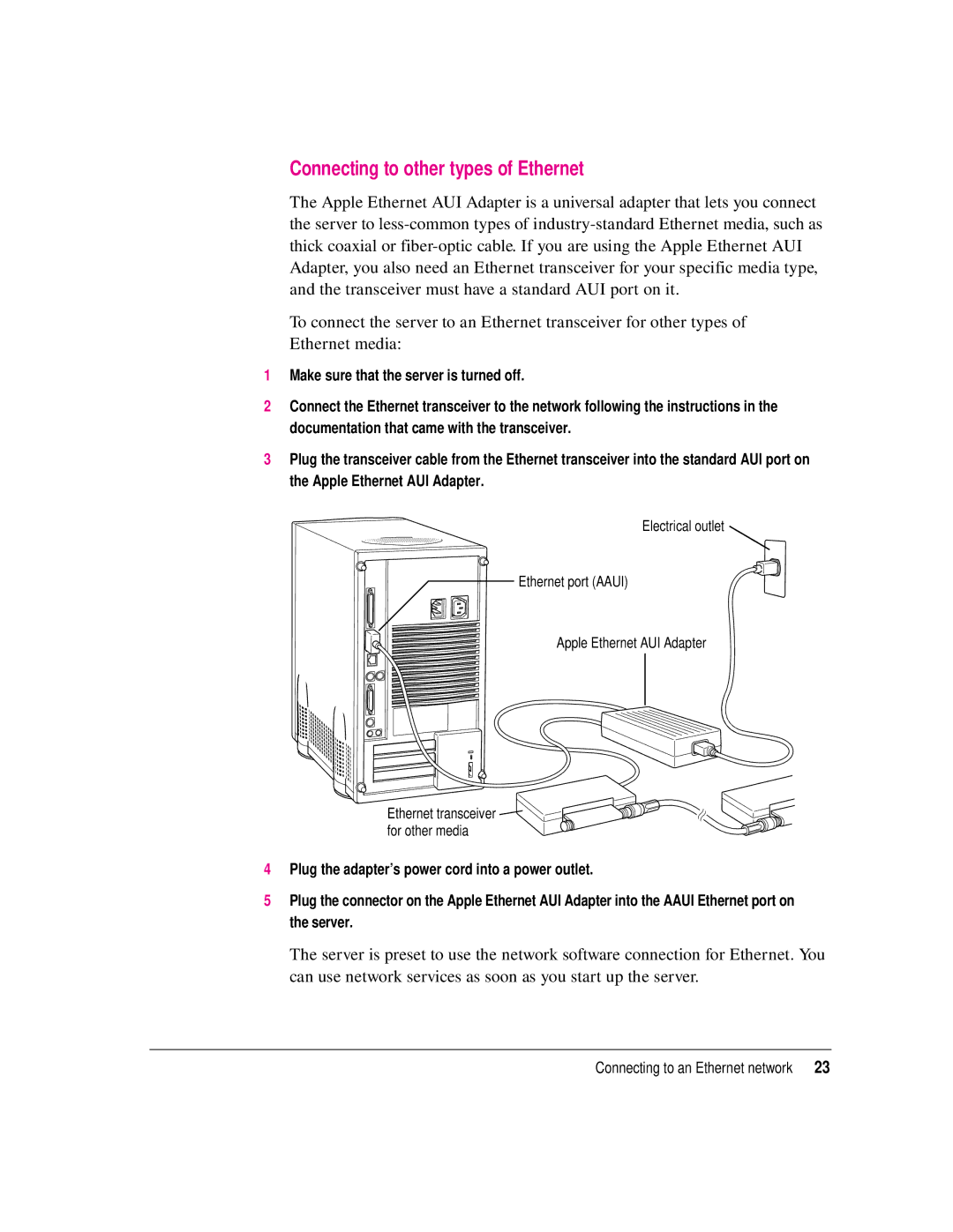 Apple 8550 technical specifications Connecting to other types of Ethernet 