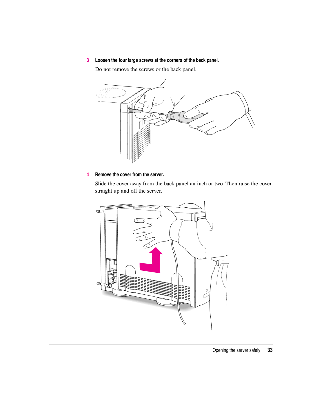 Apple 8550 technical specifications Do not remove the screws or the back panel 