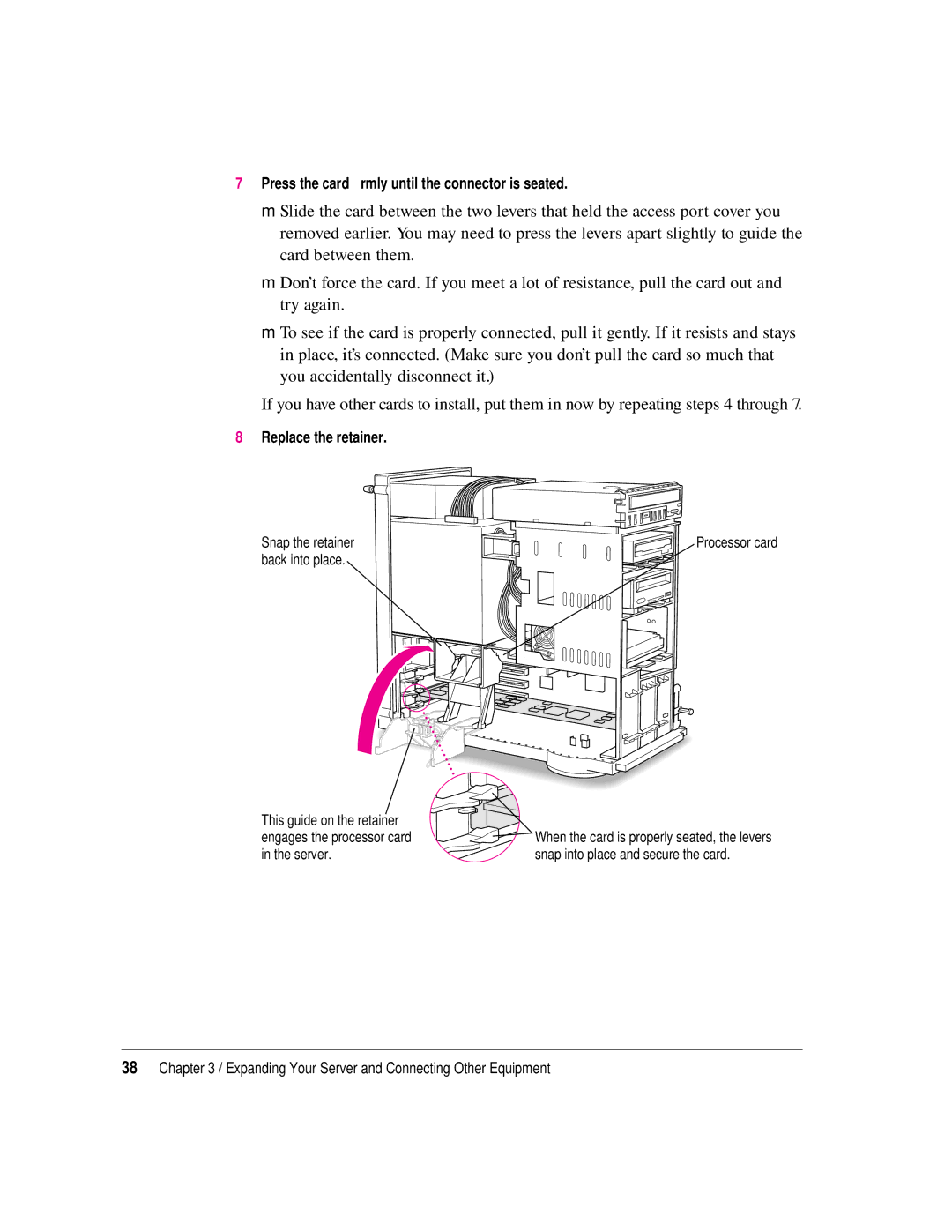 Apple 8550 technical specifications Press the card ﬁrmly until the connector is seated 