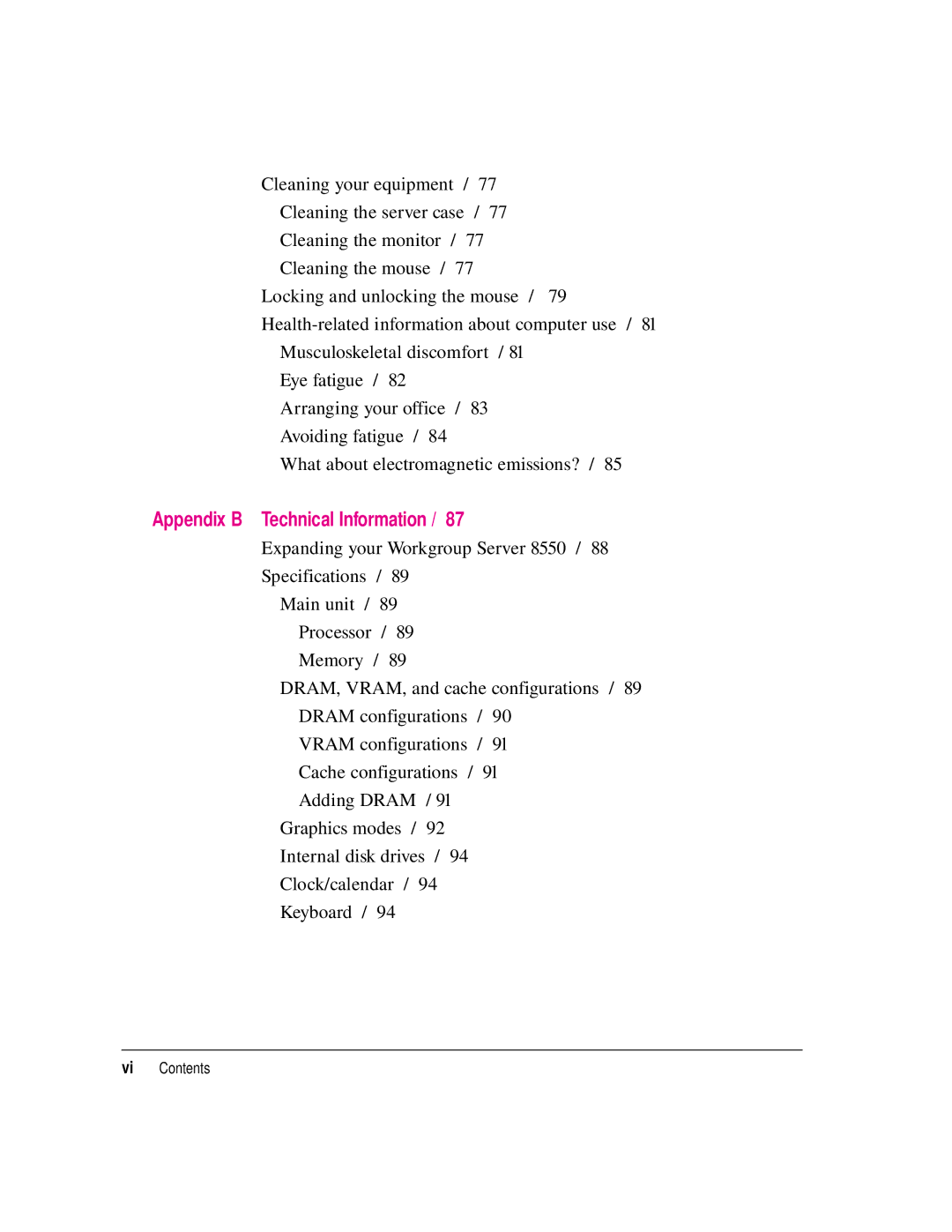 Apple 8550 technical specifications Appendix B Technical Information 