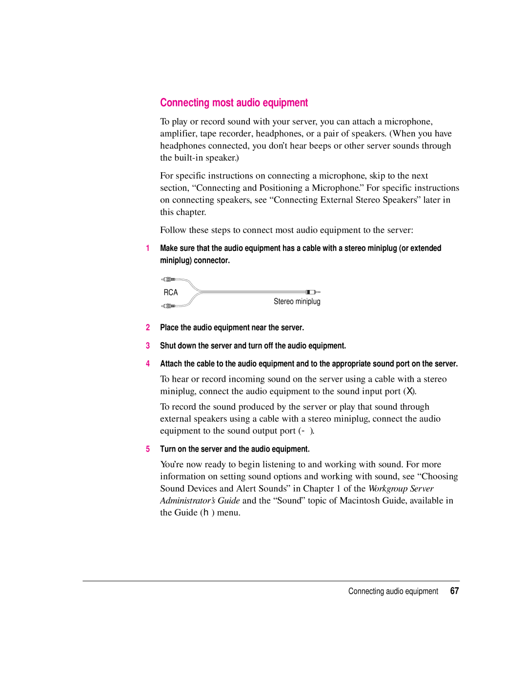 Apple 8550 technical specifications Connecting most audio equipment 