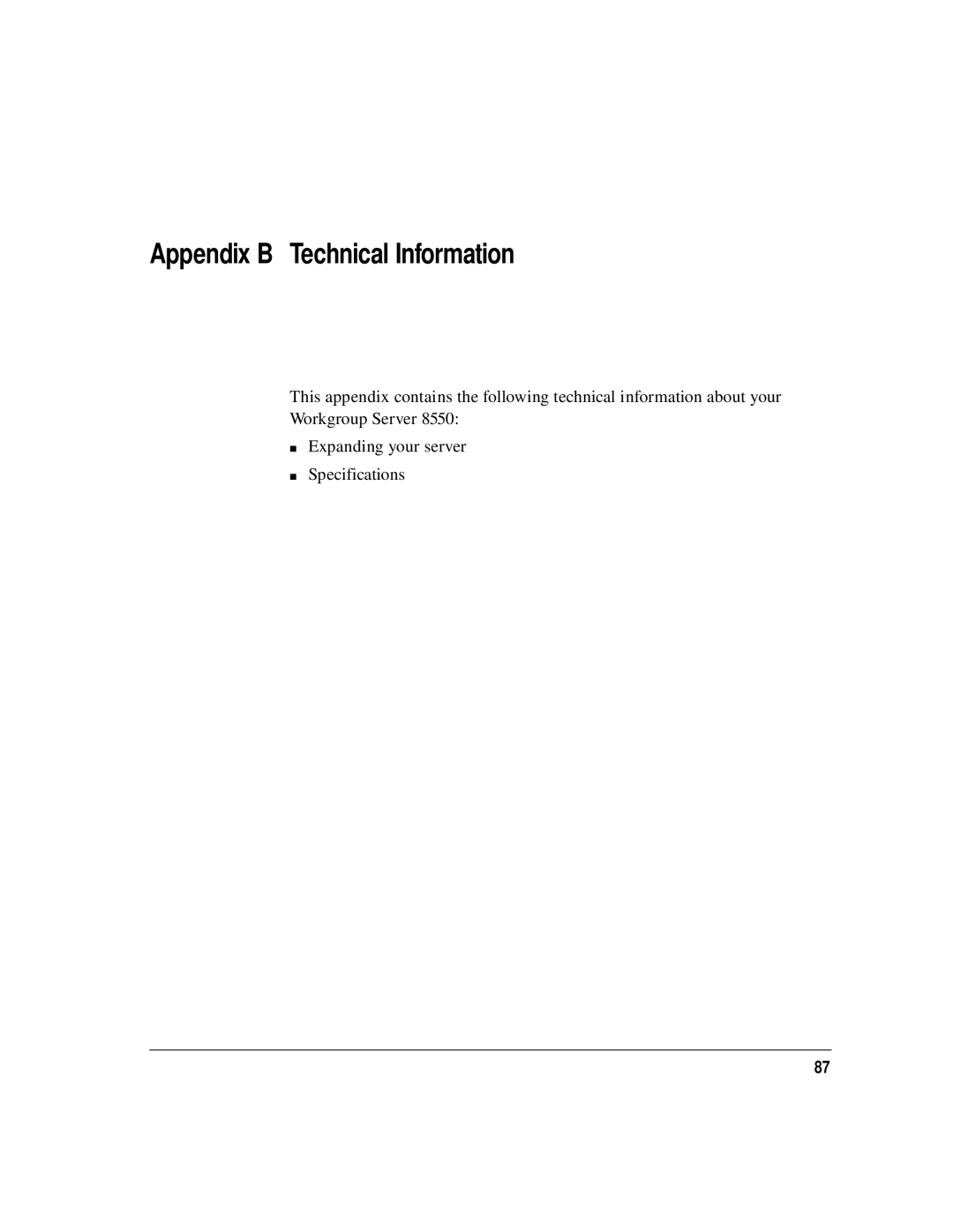 Apple 8550 technical specifications Appendix B Technical Information 