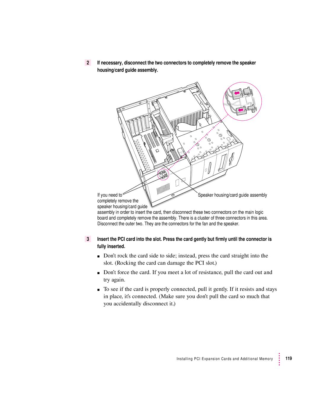 Apple 8600 appendix If you ne ed to, Completely remove Speaker housing/card guide 