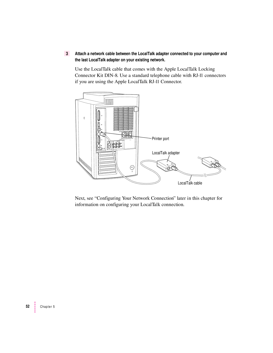 Apple 8600 appendix Printer port LocalTalk adapter LocalTalk cable 