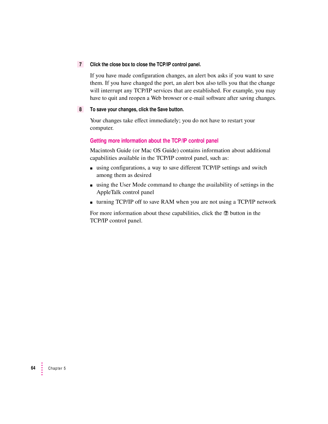 Apple 8600 appendix Getting more information about the TCP/IP control panel 