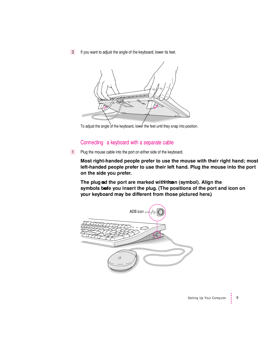 Apple 8600 appendix Connecting a keyboard with a separate cable, ADB icon 