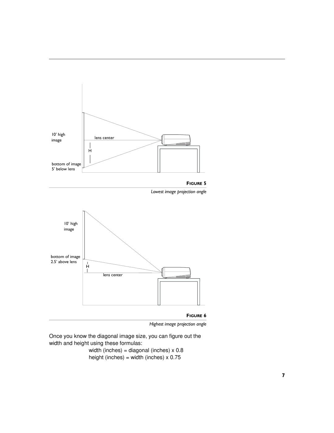 Apple 9000 manual Lowest image projection angle 