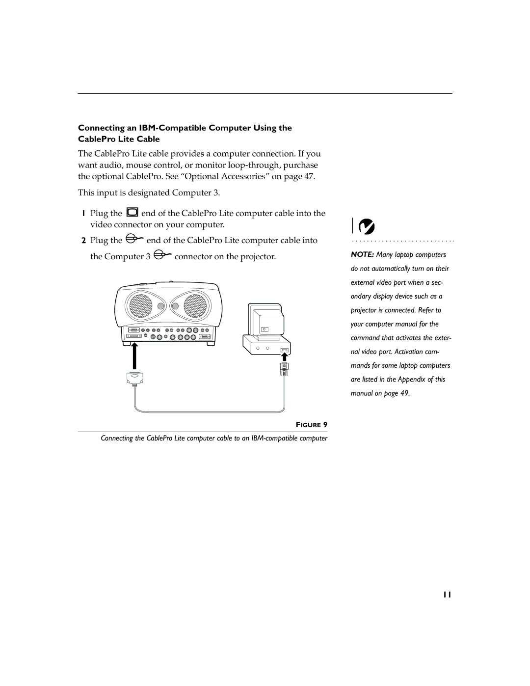 Apple 9000 manual Audio cable CablePro Lite cable 