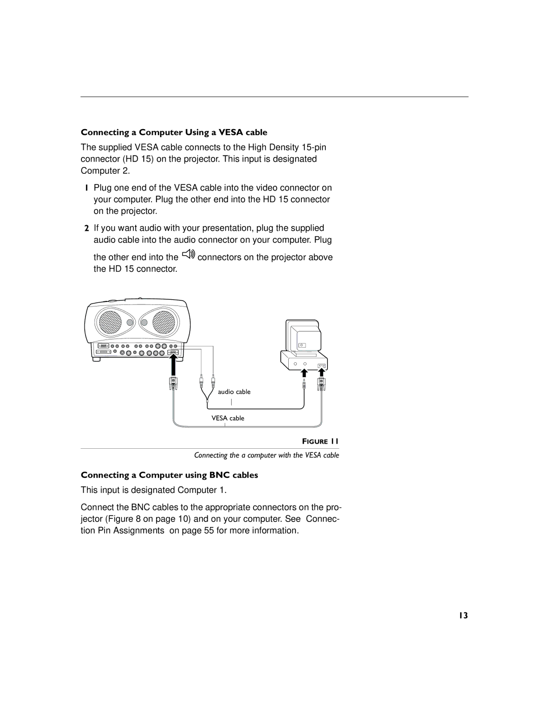 Apple 9000 manual Connecting a Computer Using a Vesa cable, Connecting a Computer using BNC cables 