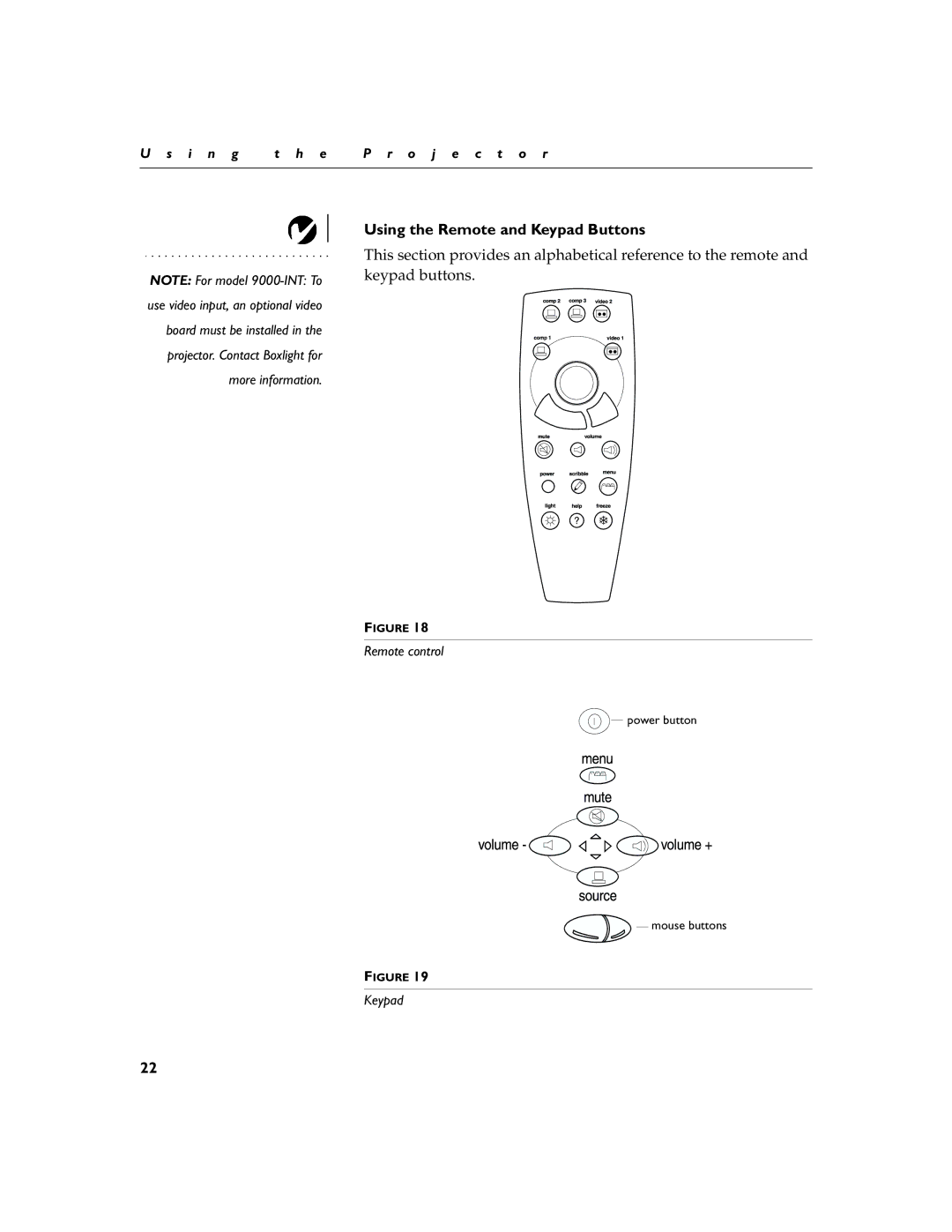 Apple 9000 manual Using the Remote and Keypad Buttons 