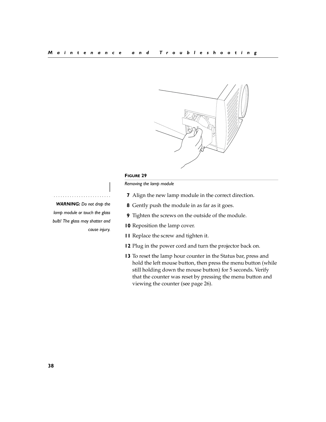 Apple 9000 manual Removing the lamp module 