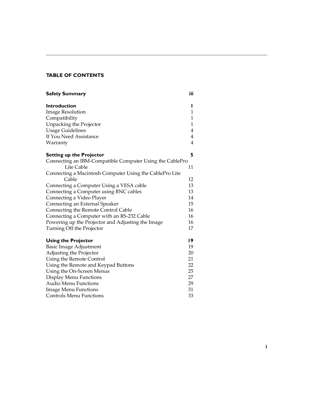 Apple 9000 manual Table of Contents 