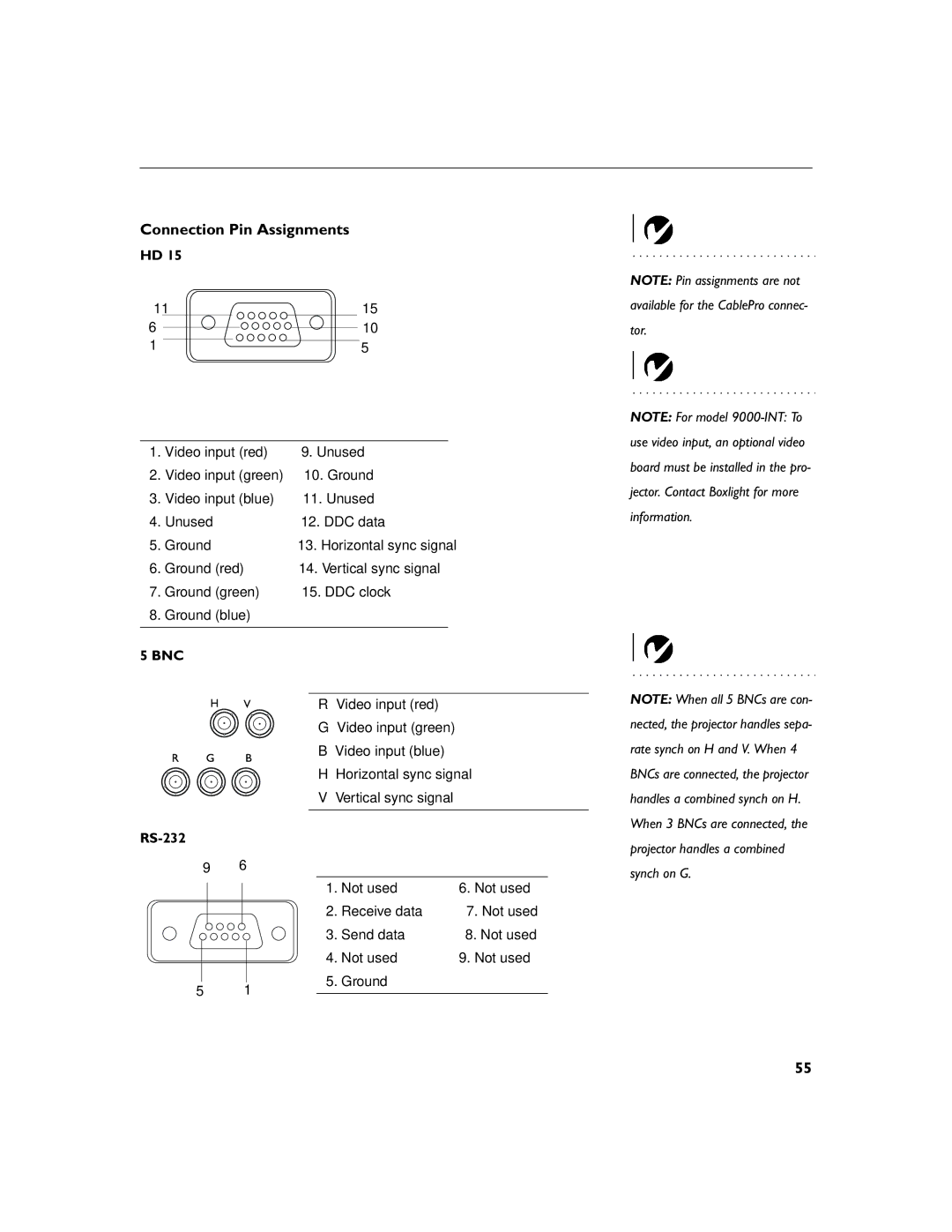 Apple 9000 manual Connection Pin Assignments, RS-232 