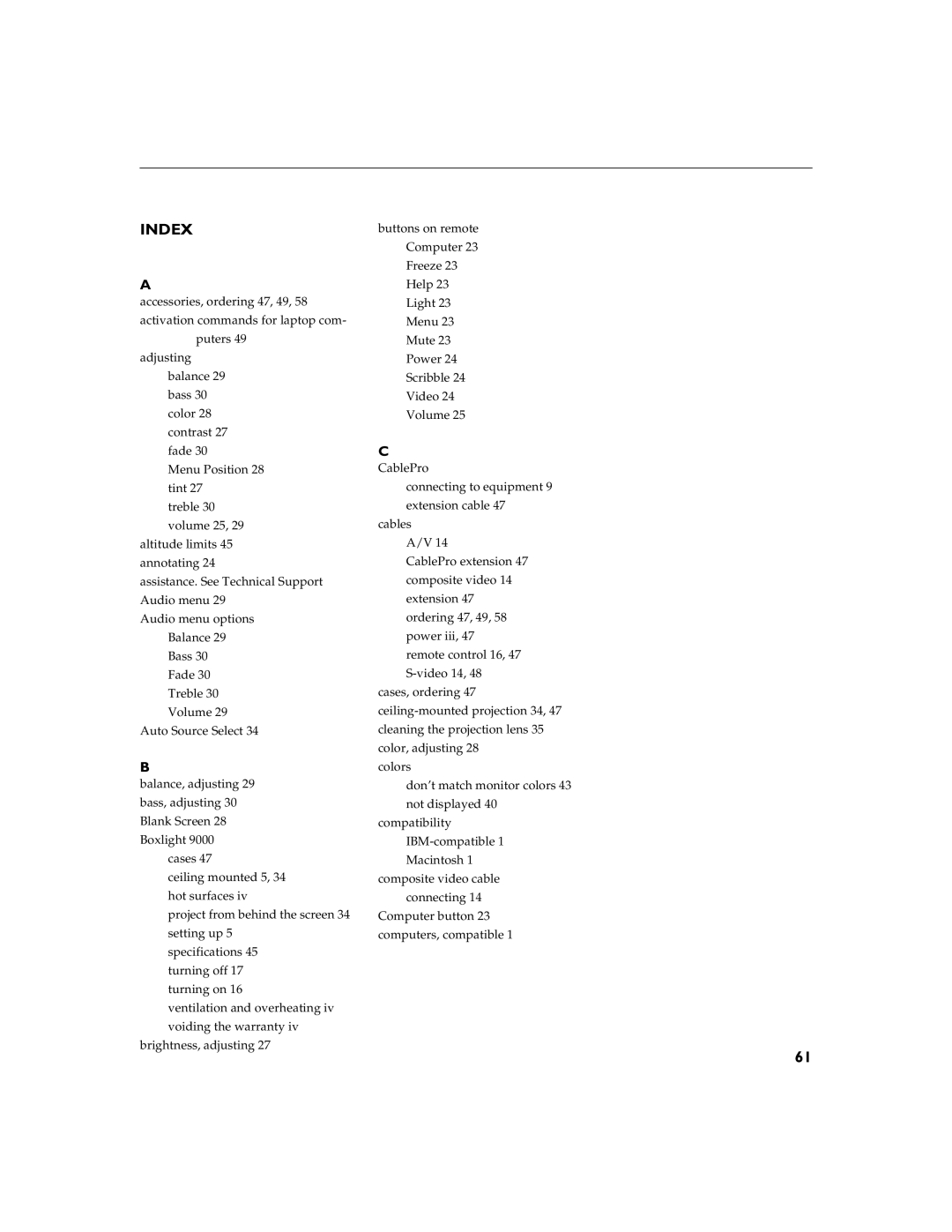 Apple 9000 manual Index 