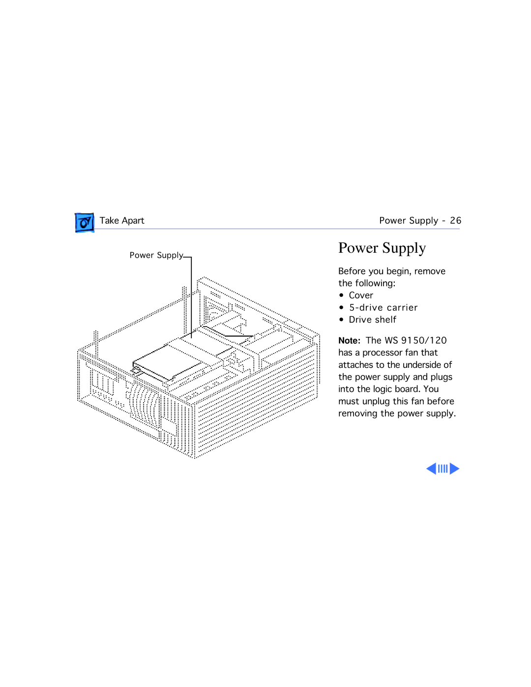 Apple 9150 manual Power Supply 