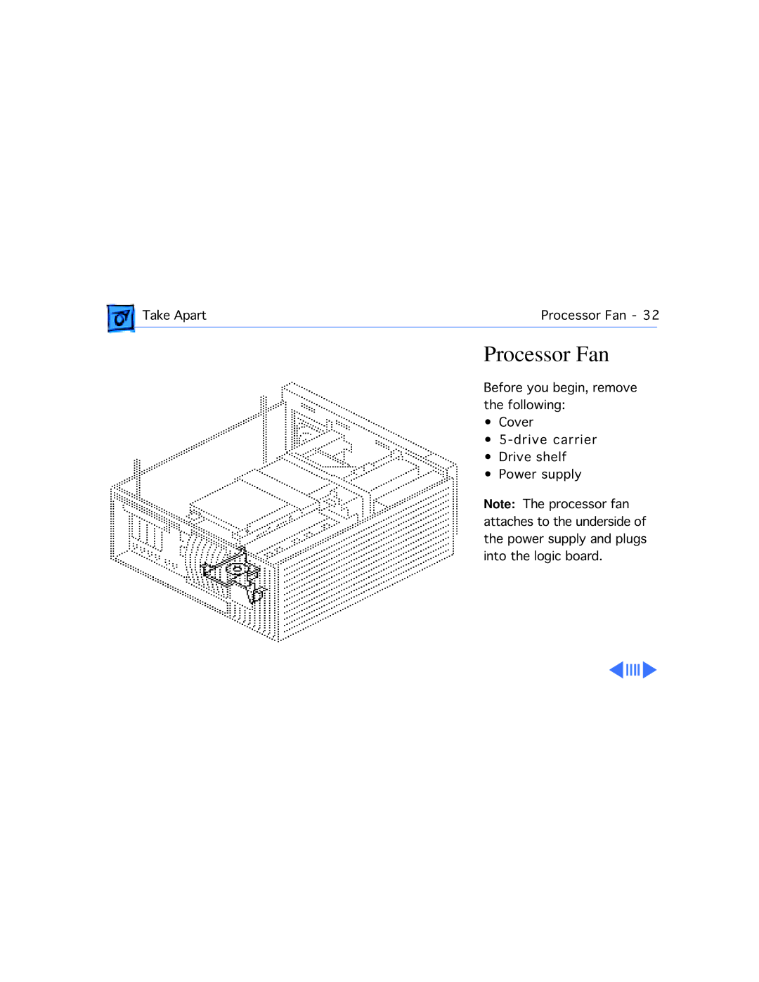 Apple 9150 manual Processor Fan 