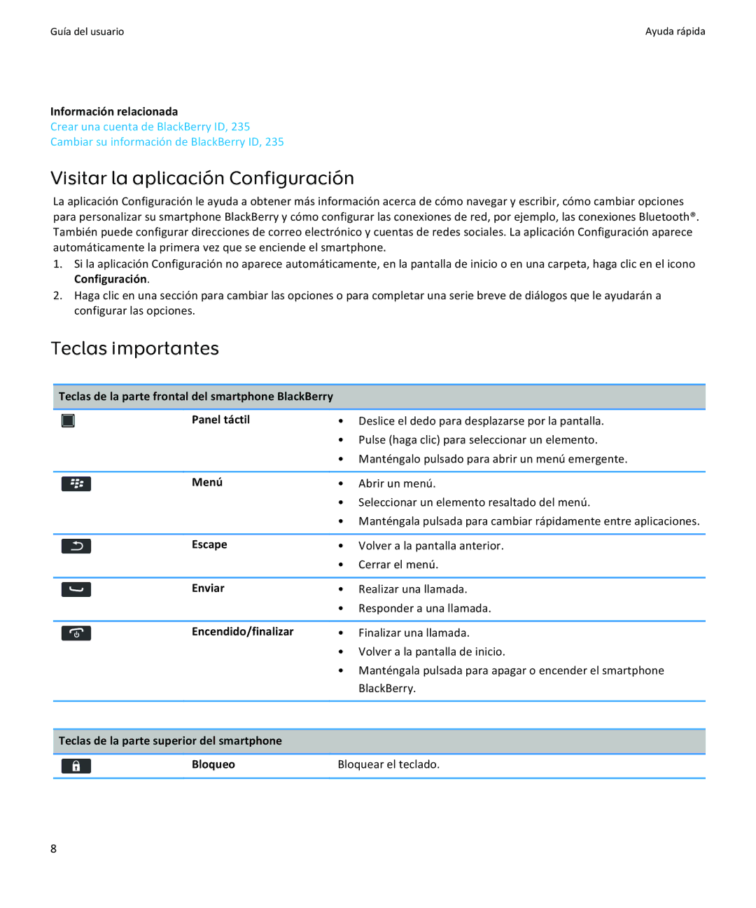 Apple 9350, 9360, 9370 manual Visitar la aplicación Configuración, Teclas importantes 