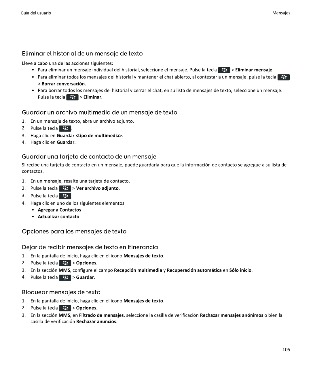 Apple 9370, 9360, 9350 Eliminar el historial de un mensaje de texto, Guardar un archivo multimedia de un mensaje de texto 