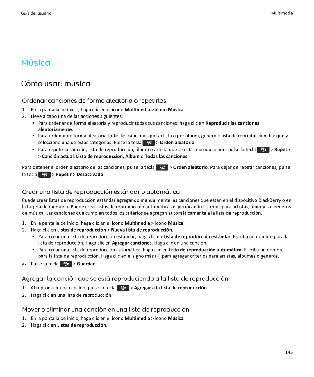 Apple 9360, 9350, 9370 manual Música, Cómo usar música, Ordenar canciones de forma aleatoria o repetirlas 