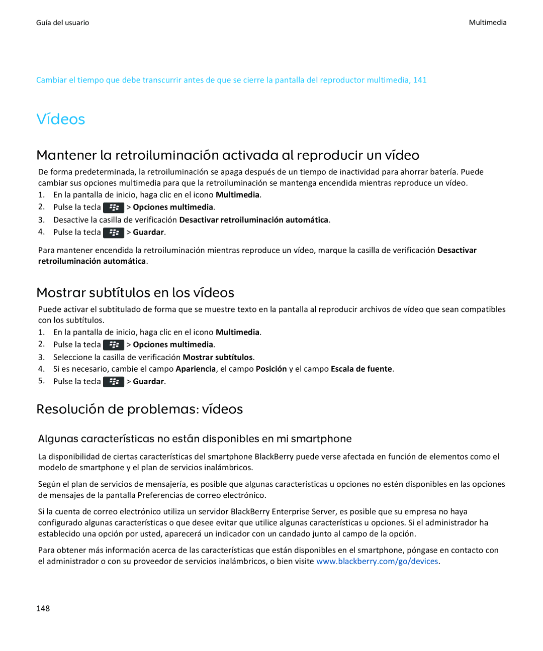 Apple 9360, 9350, 9370 manual Vídeos, Mostrar subtítulos en los vídeos, Resolución de problemas vídeos, 148 