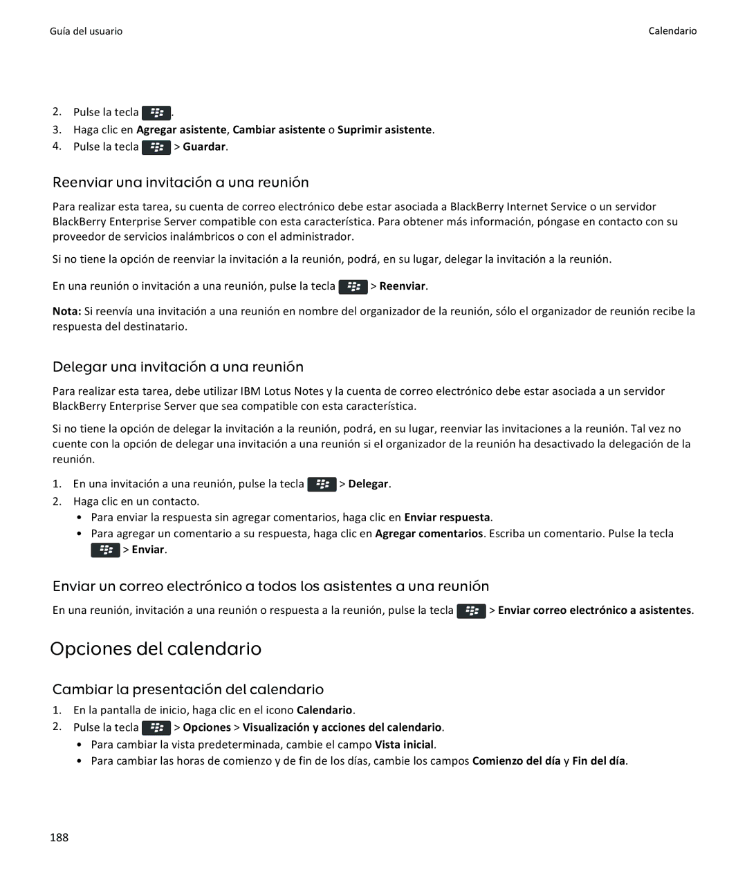 Apple 9350, 9360, 9370 Opciones del calendario, Reenviar una invitación a una reunión, Delegar una invitación a una reunión 