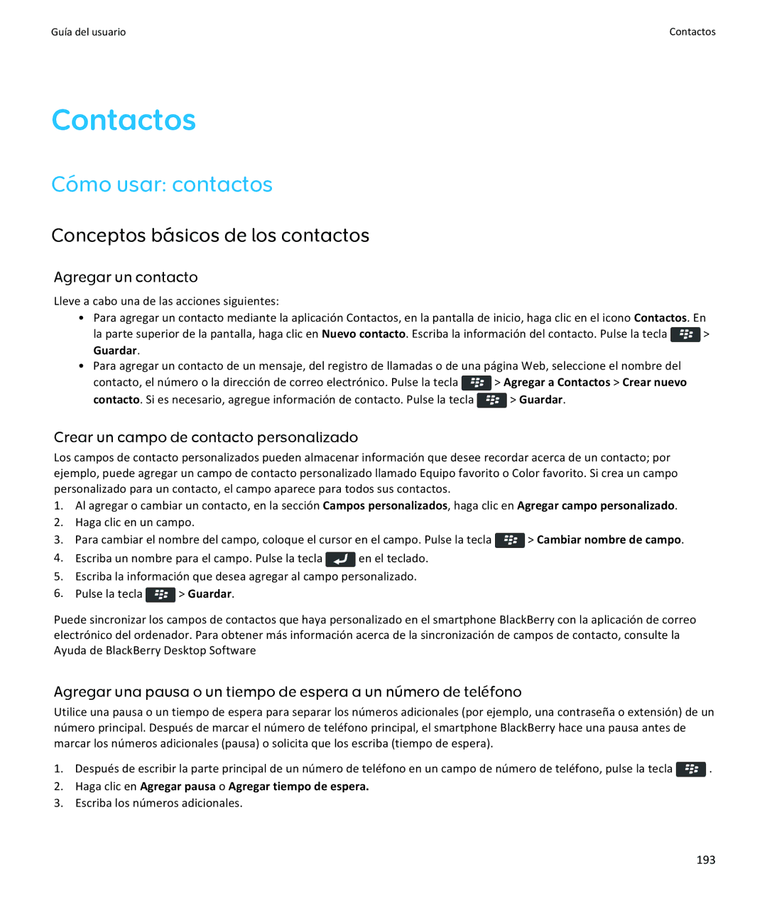 Apple 9360, 9350, 9370 manual Contactos, Cómo usar contactos, Conceptos básicos de los contactos, Agregar un contacto 