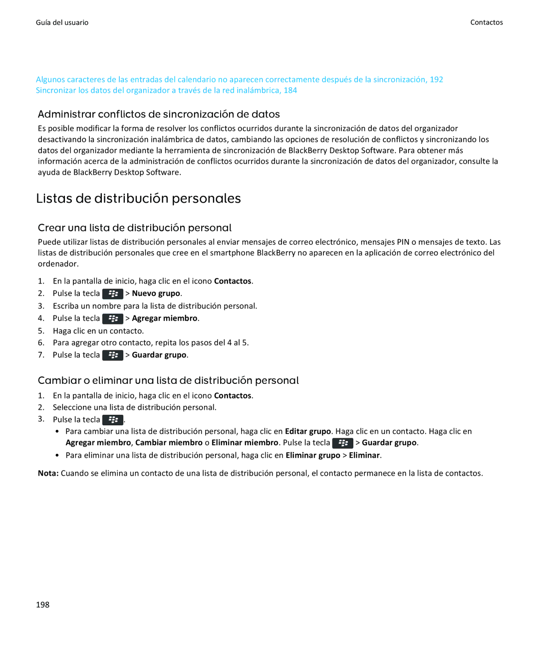 Apple 9370, 9360, 9350 manual Listas de distribución personales, Crear una lista de distribución personal, 198 