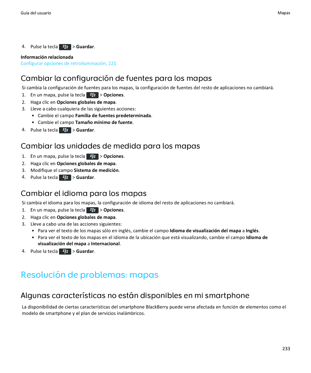 Apple 9350, 9360, 9370 manual Resolución de problemas mapas, Cambiar la configuración de fuentes para los mapas 