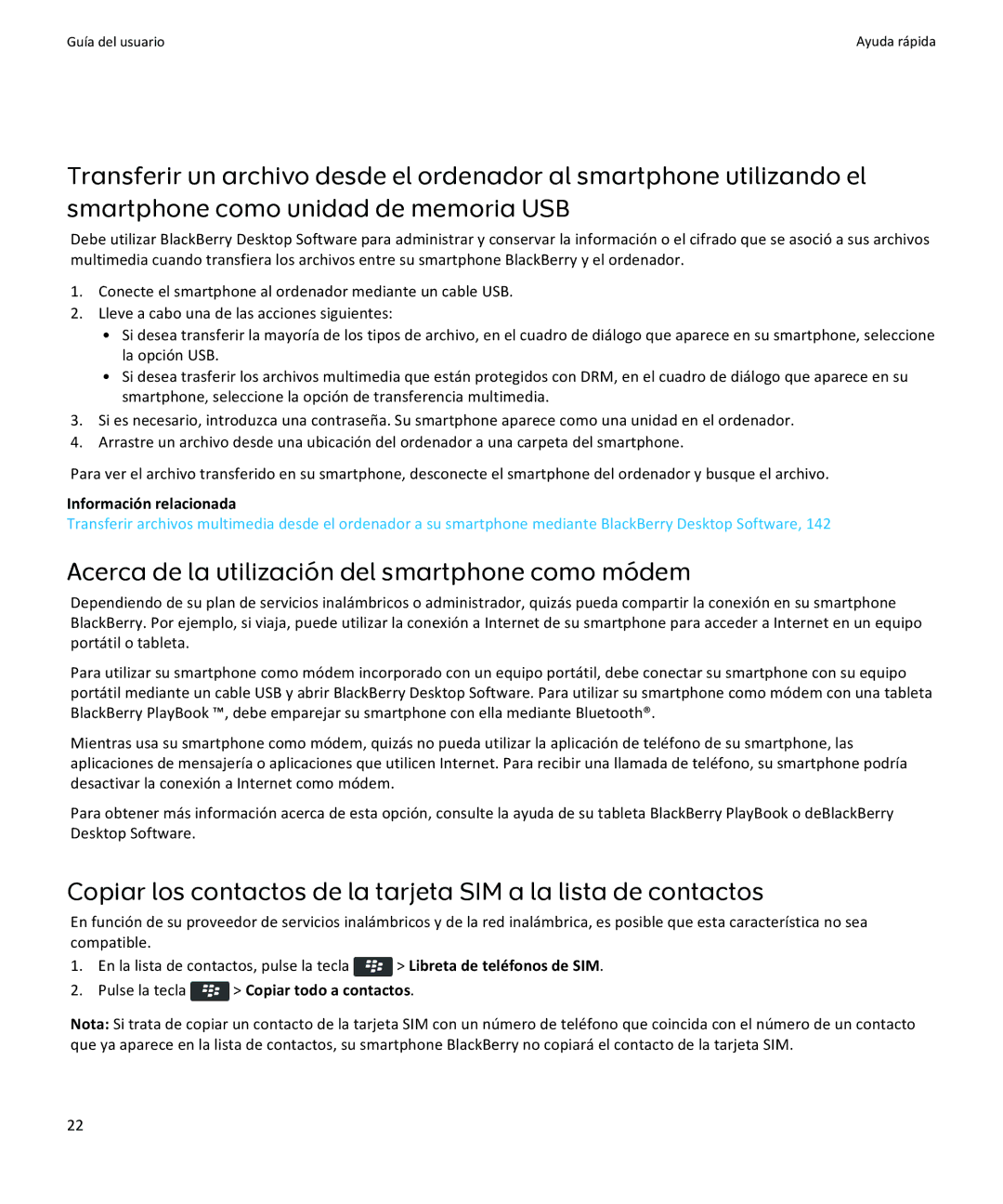 Apple 9360, 9350, 9370 manual Acerca de la utilización del smartphone como módem, Pulse la tecla Copiar todo a contactos 