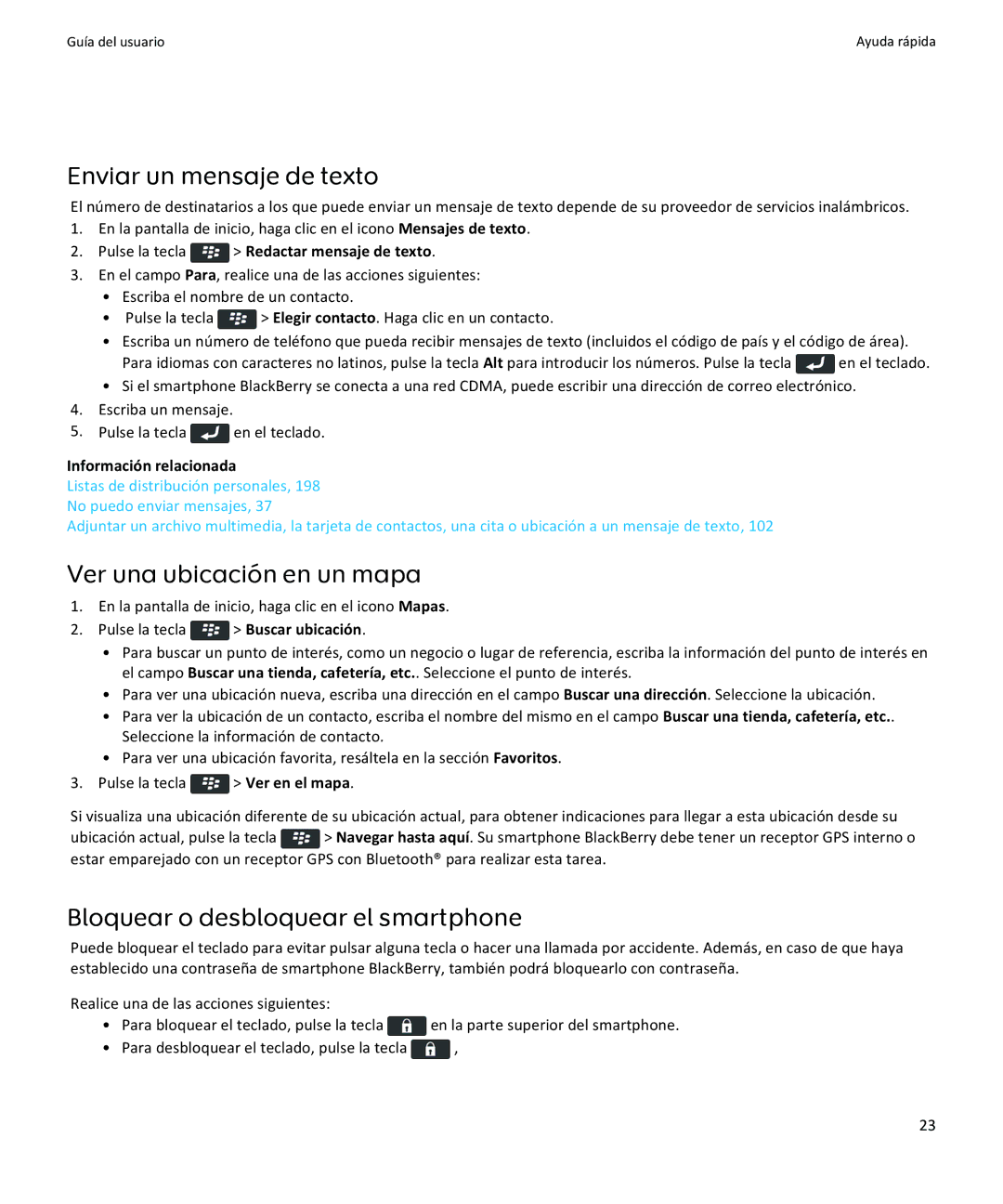 Apple 9350, 9360, 9370 manual Enviar un mensaje de texto, Ver una ubicación en un mapa, Bloquear o desbloquear el smartphone 