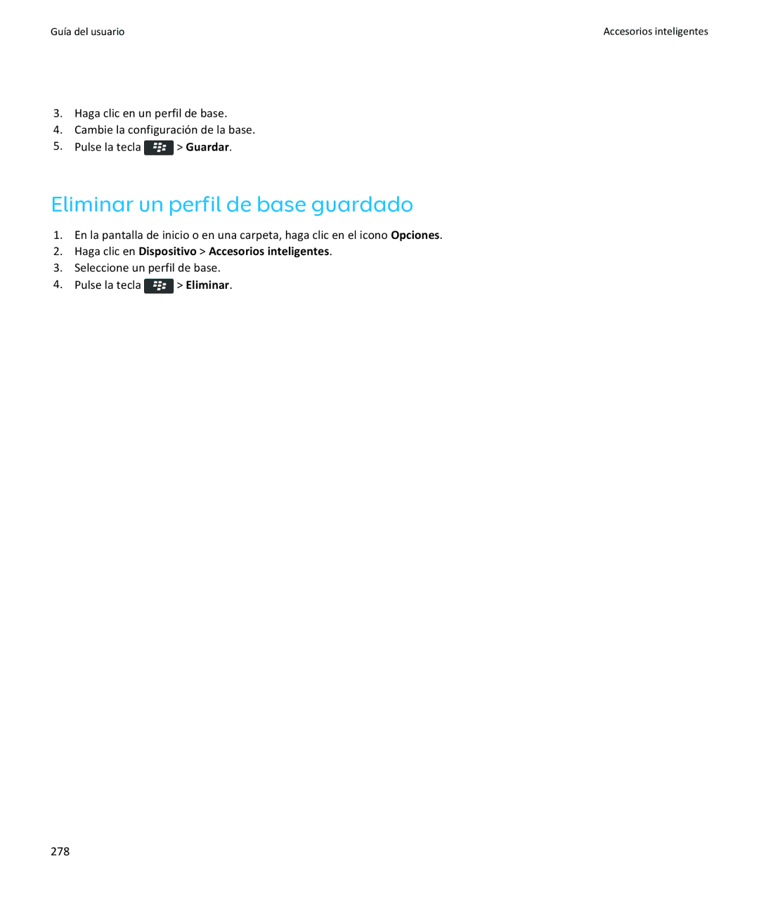 Apple 9350, 9360, 9370 manual Eliminar un perfil de base guardado, Seleccione un perfil de base Pulse la tecla Eliminar 278 
