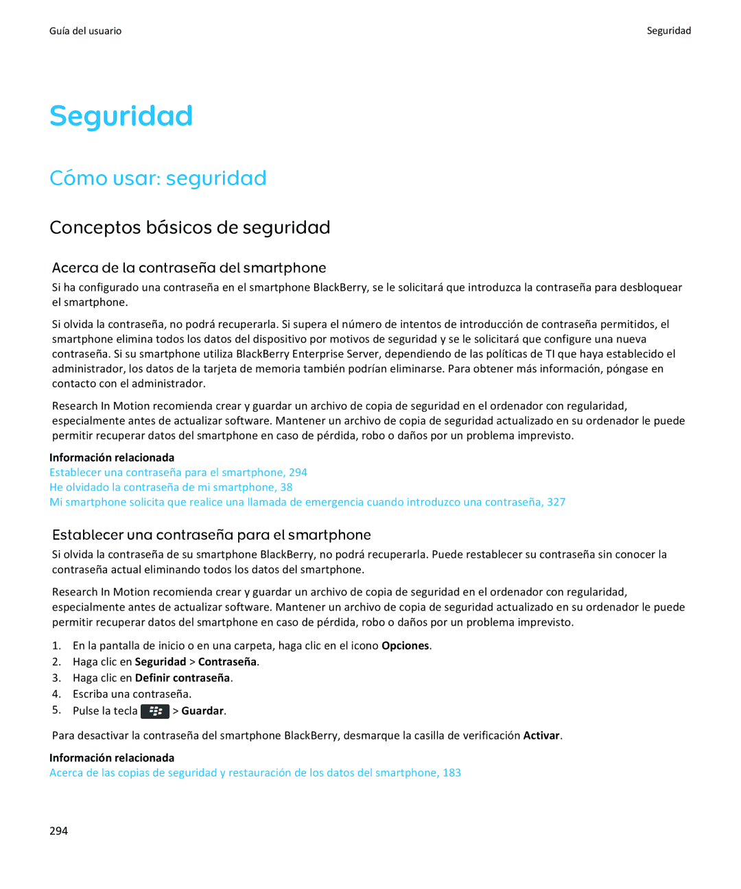 Apple 9370, 9360 Seguridad, Cómo usar seguridad, Conceptos básicos de seguridad, Acerca de la contraseña del smartphone 