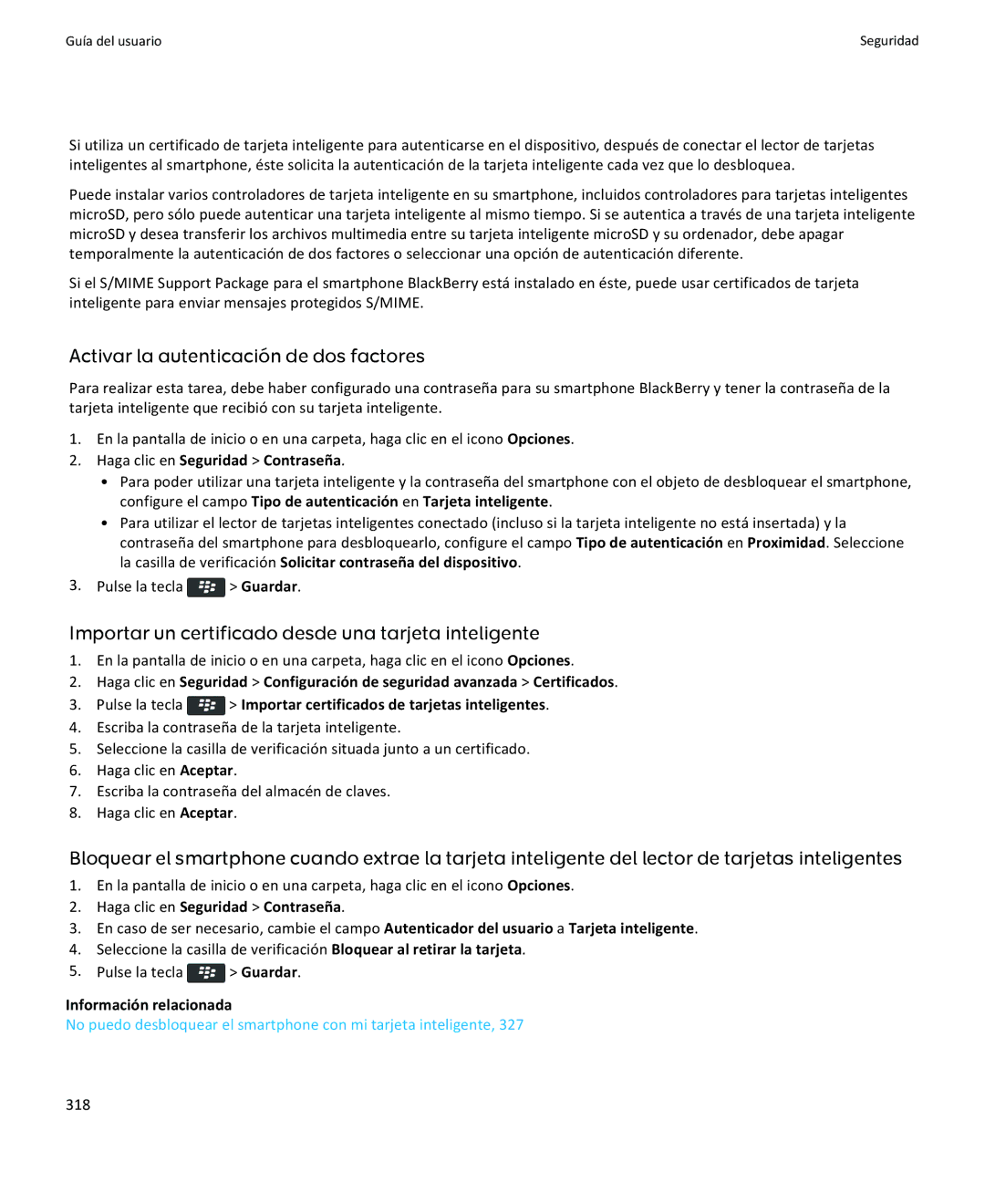 Apple 9370, 9360, 9350 Activar la autenticación de dos factores, Importar un certificado desde una tarjeta inteligente, 318 