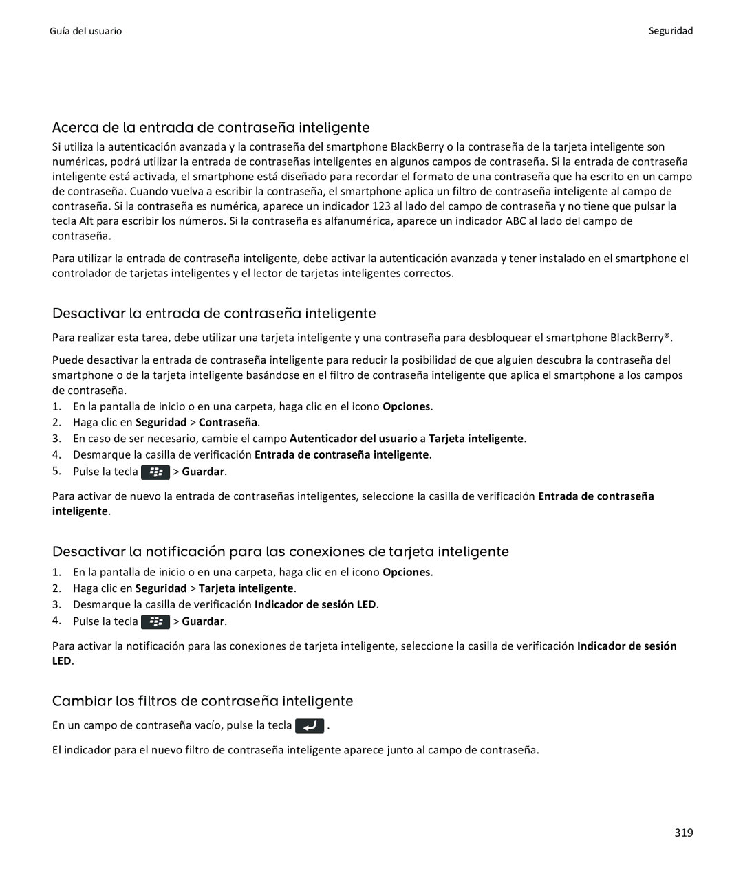 Apple 9360, 9350, 9370 manual Acerca de la entrada de contraseña inteligente, Desactivar la entrada de contraseña inteligente 