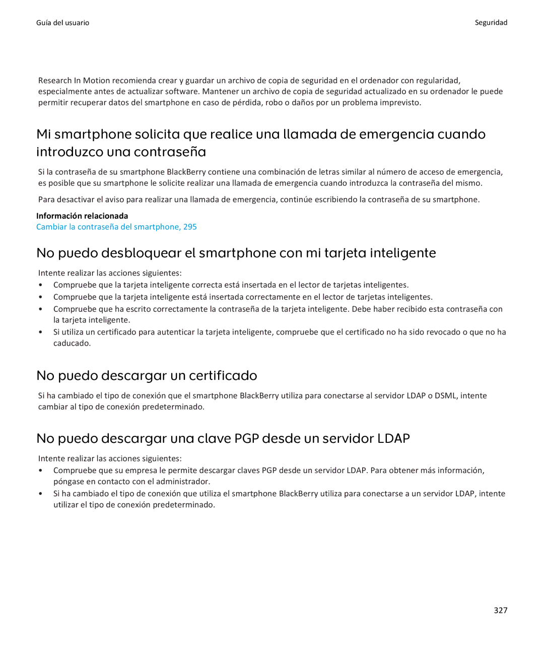 Apple 9370, 9360, 9350 manual No puedo descargar un certificado, No puedo descargar una clave PGP desde un servidor Ldap 