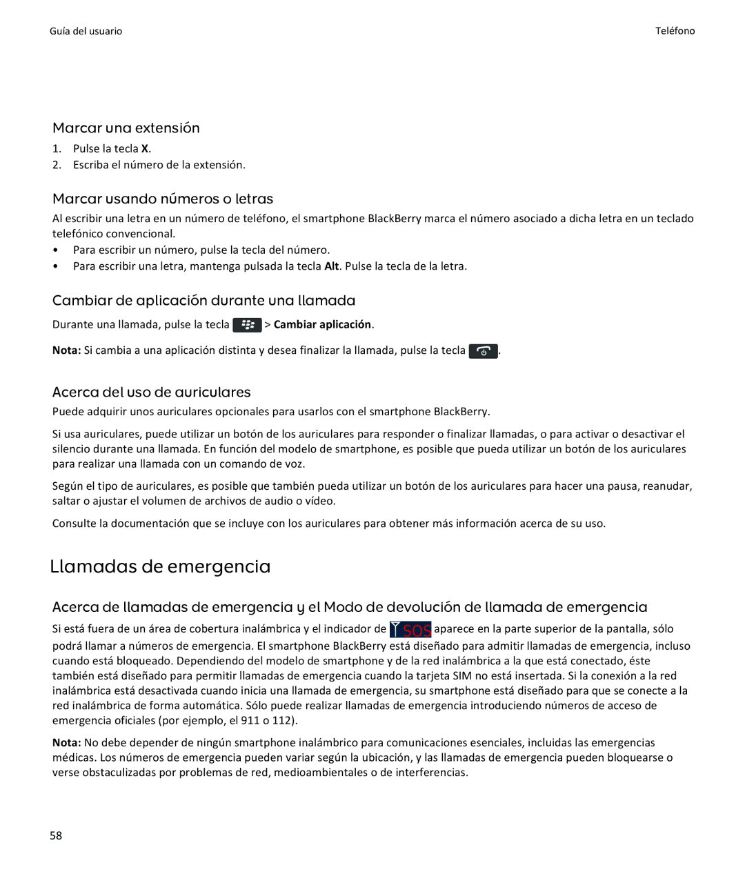 Apple 9360 Llamadas de emergencia, Marcar una extensión, Marcar usando números o letras, Acerca del uso de auriculares 