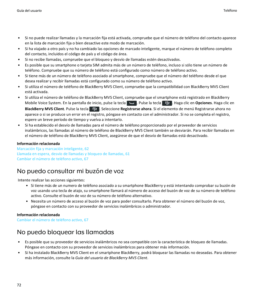 Apple 9370, 9360, 9350 manual No puedo consultar mi buzón de voz, No puedo bloquear las llamadas 