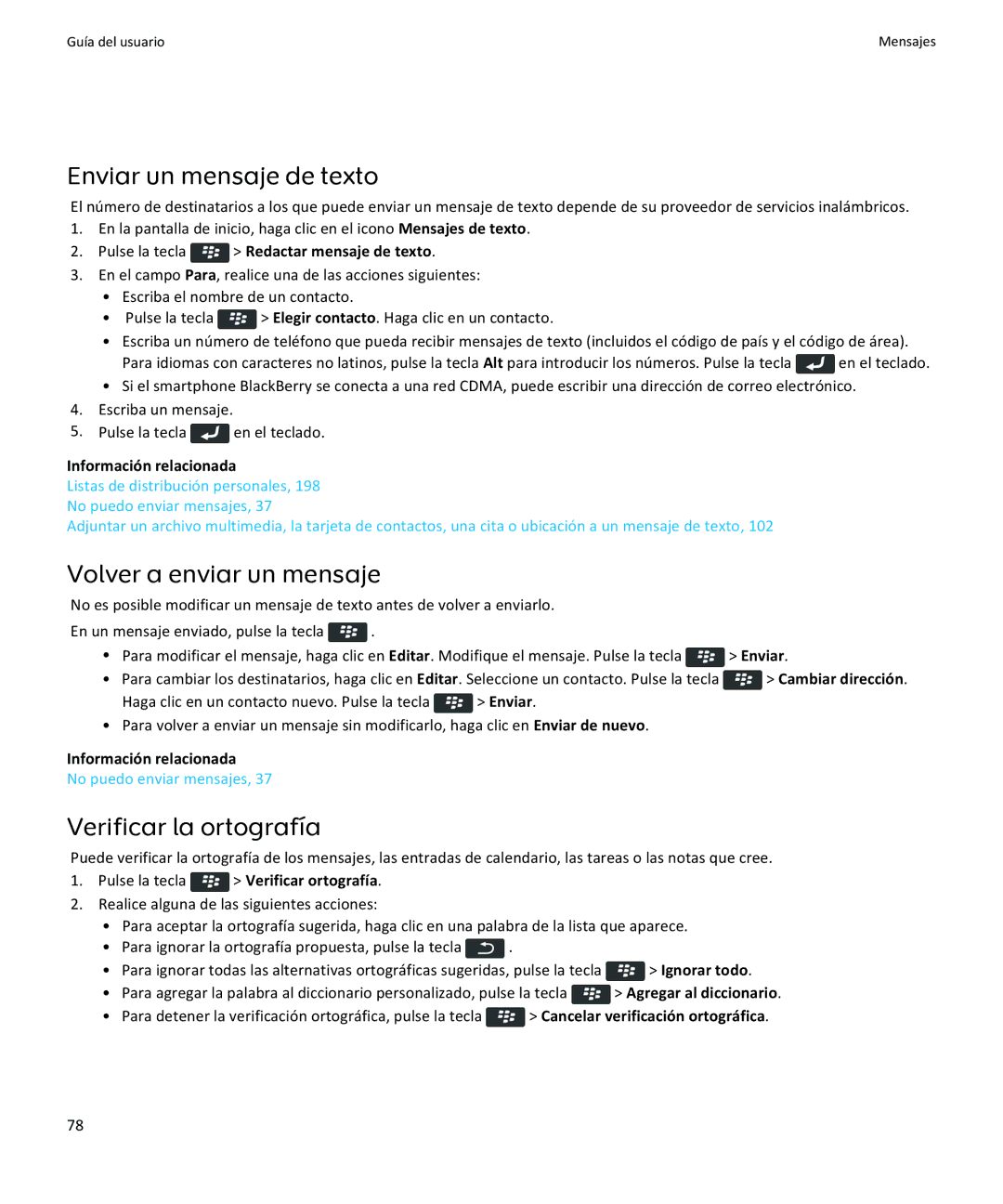 Apple 9370, 9360, 9350 manual Volver a enviar un mensaje, Verificar la ortografía, Pulse la tecla Verificar ortografía 