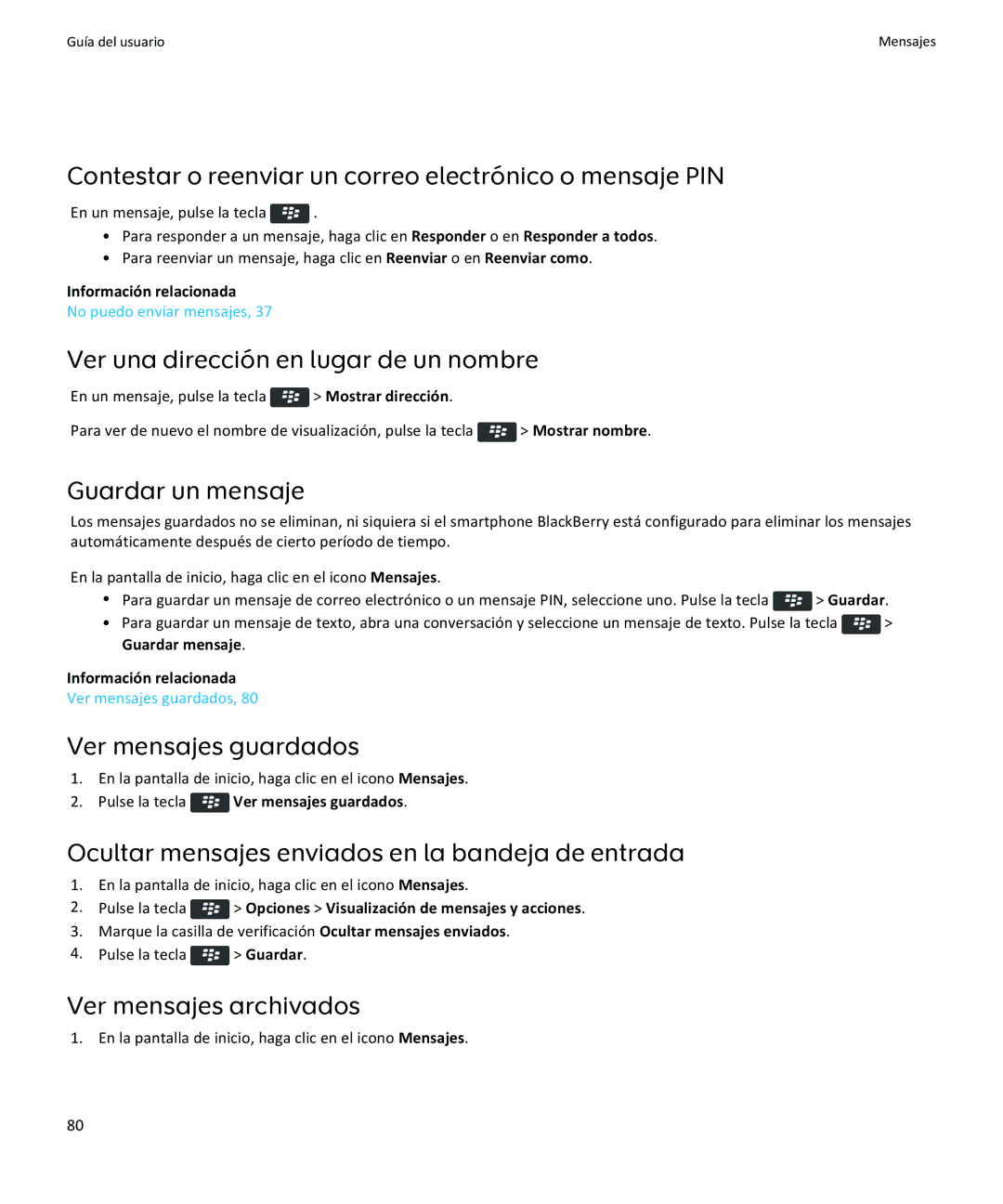 Apple 9350, 9360, 9370 Contestar o reenviar un correo electrónico o mensaje PIN, Ver una dirección en lugar de un nombre 