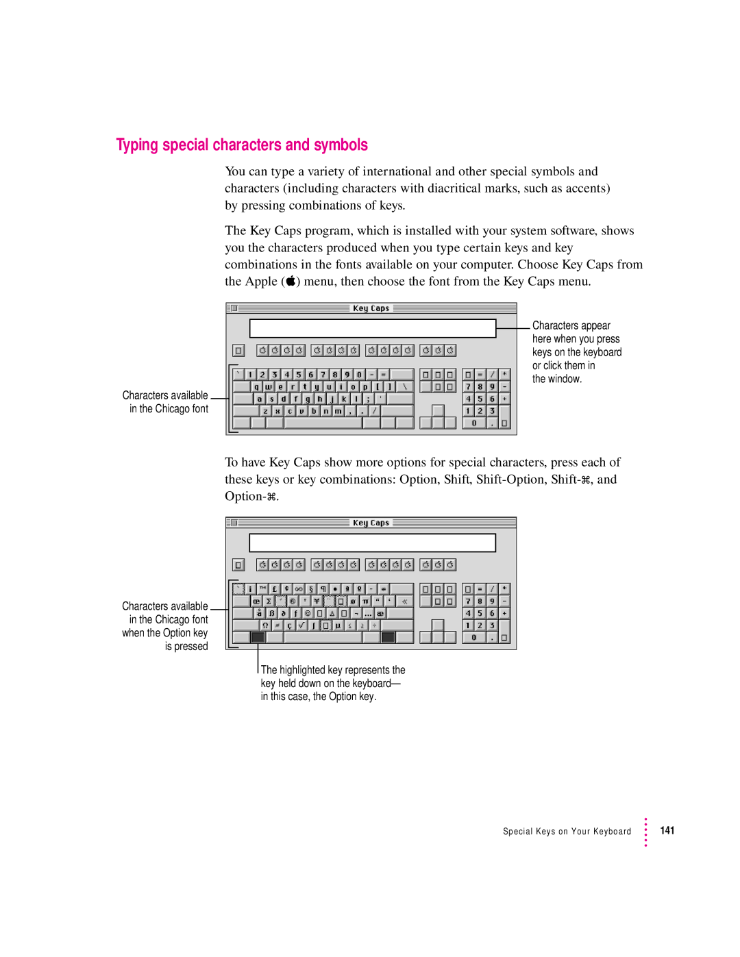 Apple 9500 Series manual Typing special characters and symbols 