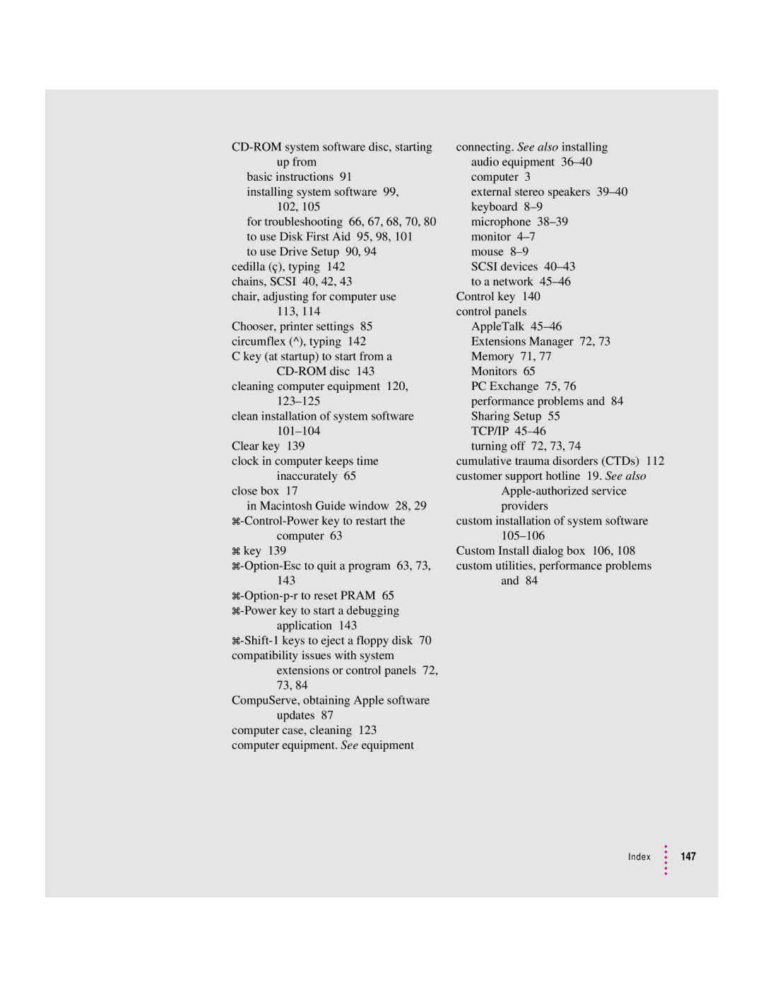 Apple 9500 Series manual Index 