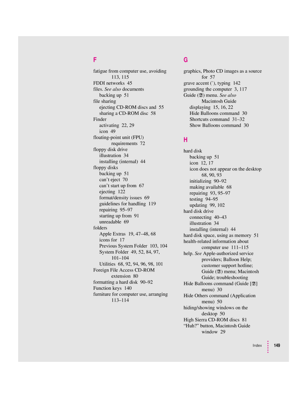 Apple 9500 Series manual Index 