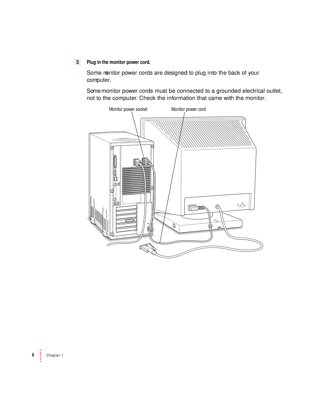 Apple 9500 Series manual Plug in the monitor power cord 