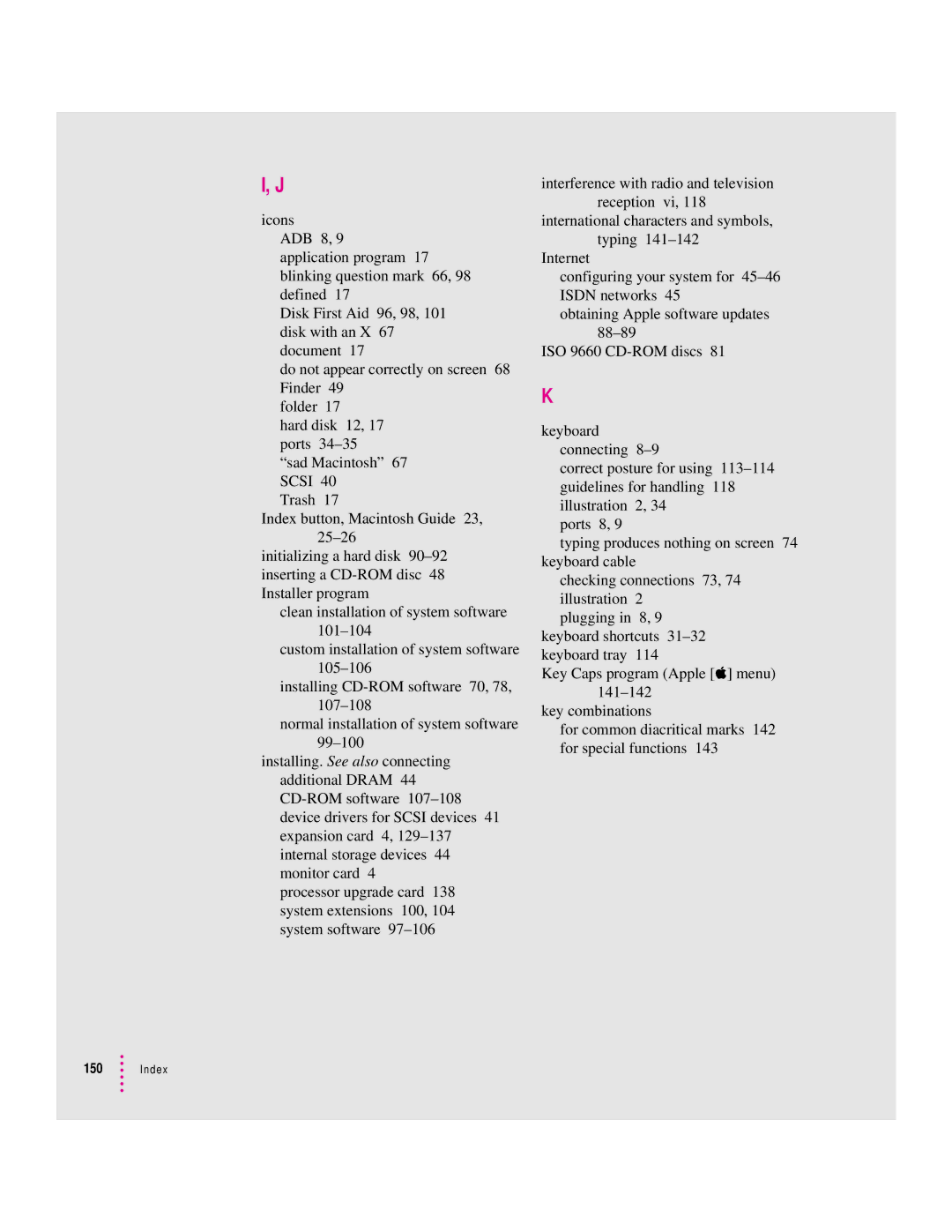 Apple 9500 Series manual Index 