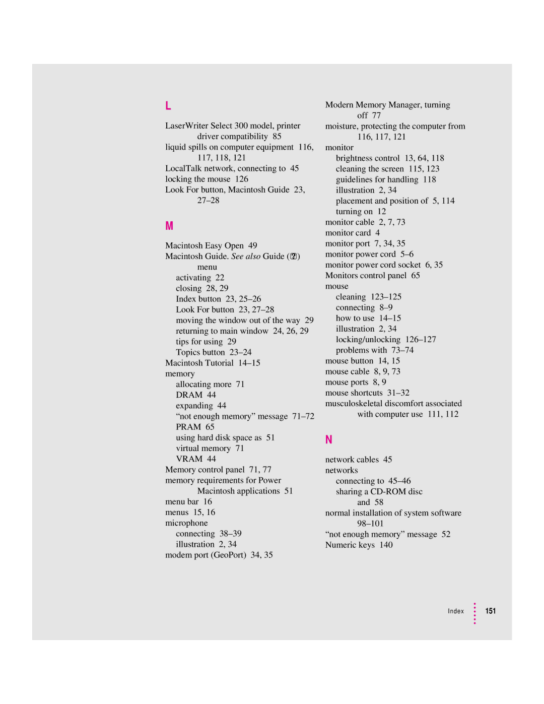 Apple 9500 Series manual Index 