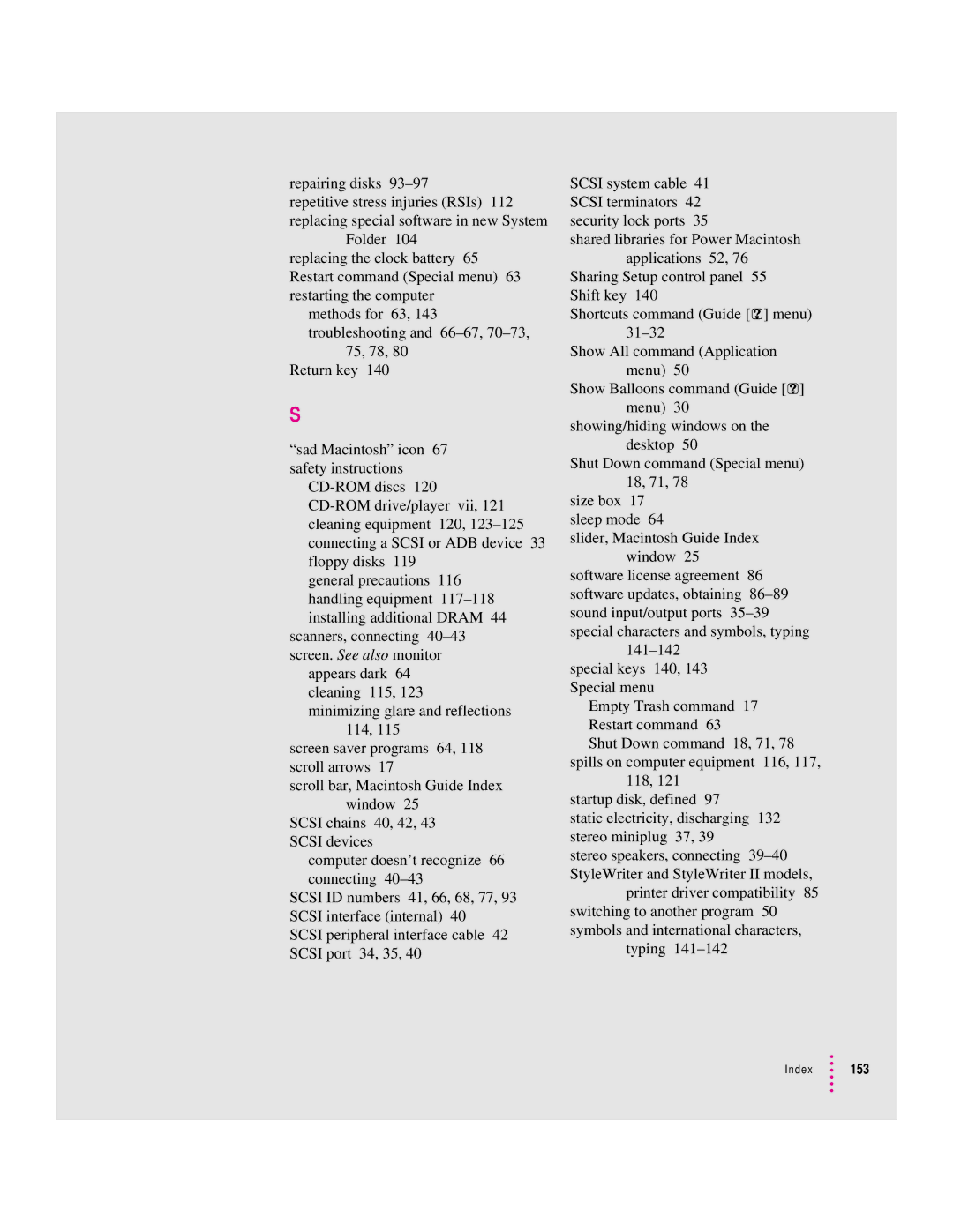 Apple 9500 Series manual Index 