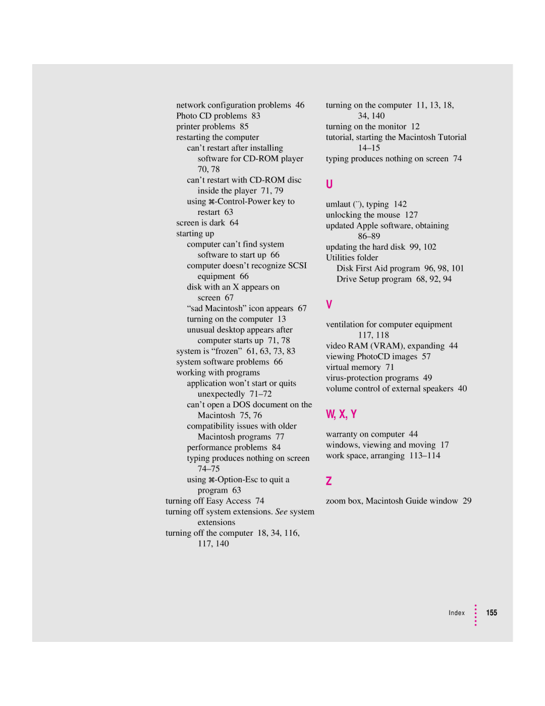 Apple 9500 Series manual Index 