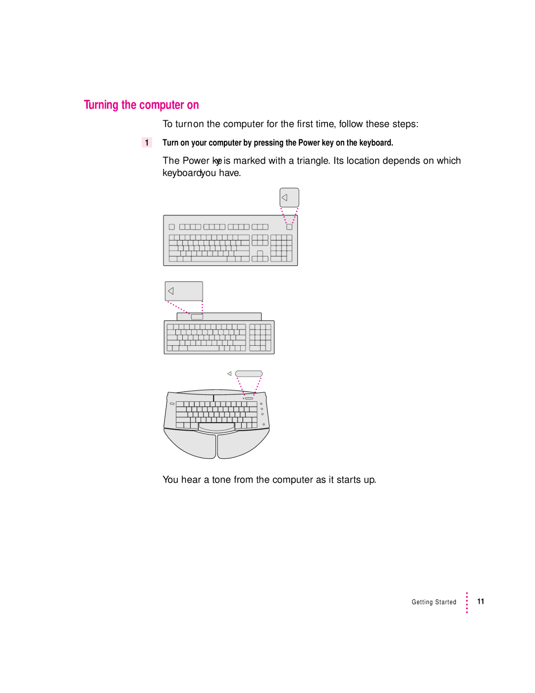 Apple 9500 Series manual Turning the computer on 