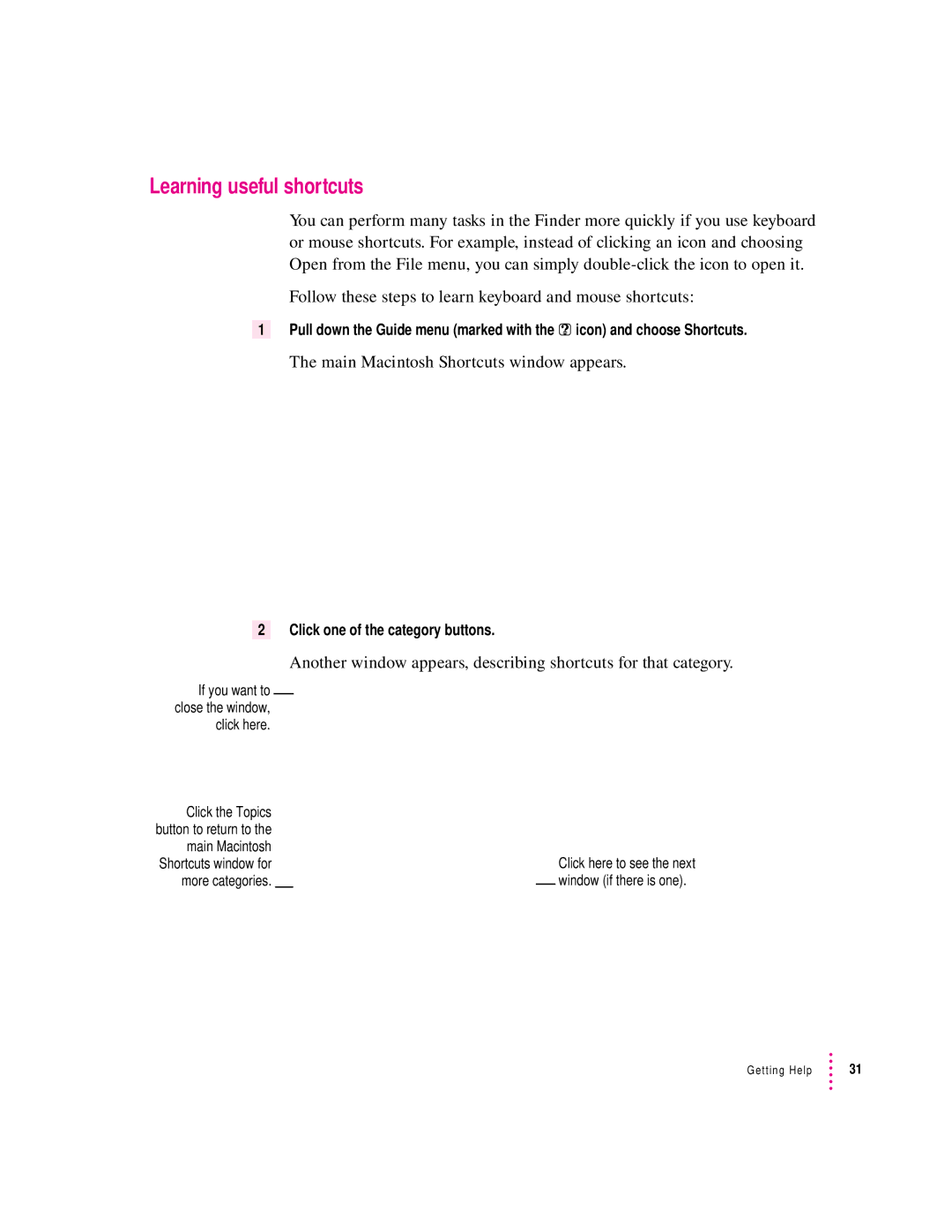 Apple 9500 Series manual Learning useful shortcuts 